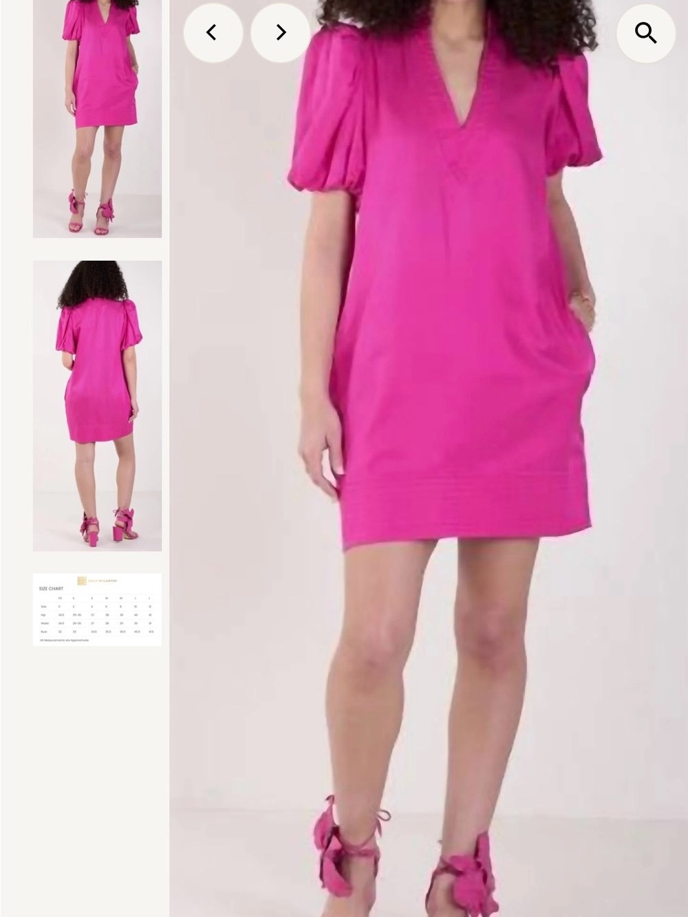 Bright Pink Mini Dress with Puff Sleeves -